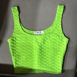 Neon Green Textured Women's Crop Top